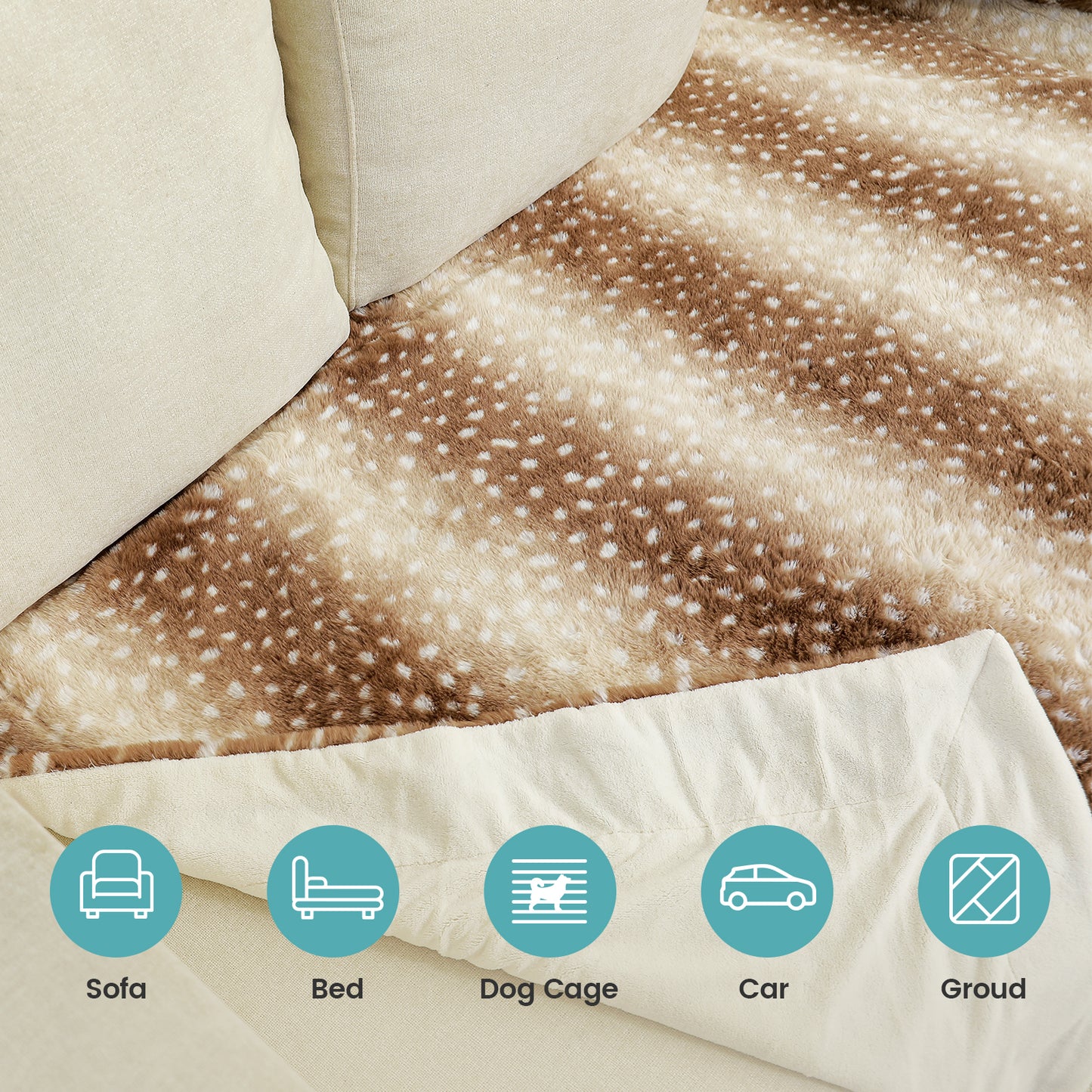 Stylish Deer Print Faux Fur Pet Blanket