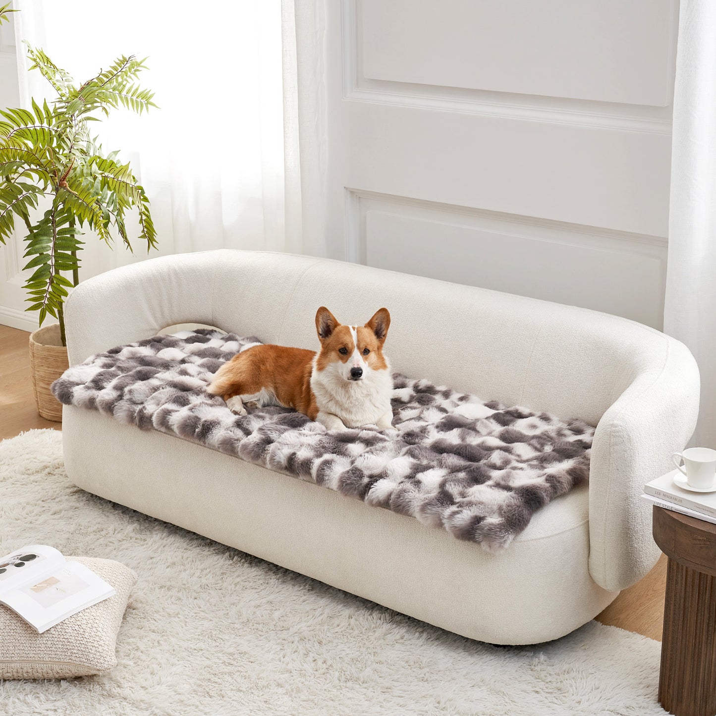 Fluffy Soft Bubble Faux Fur Couch Cover