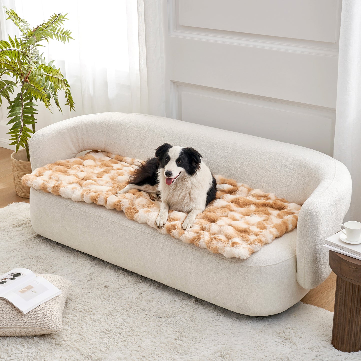 Fluffy Soft Bubble Faux Fur Couch Cover
