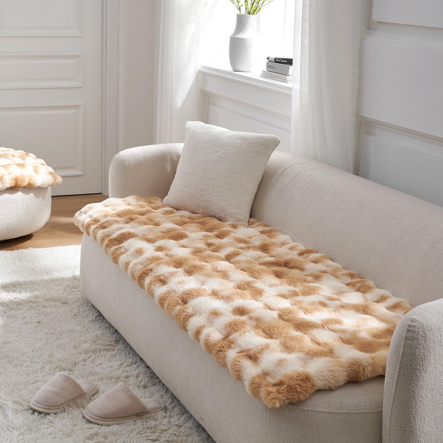 Fluffy Soft Bubble Faux Fur Couch Cover