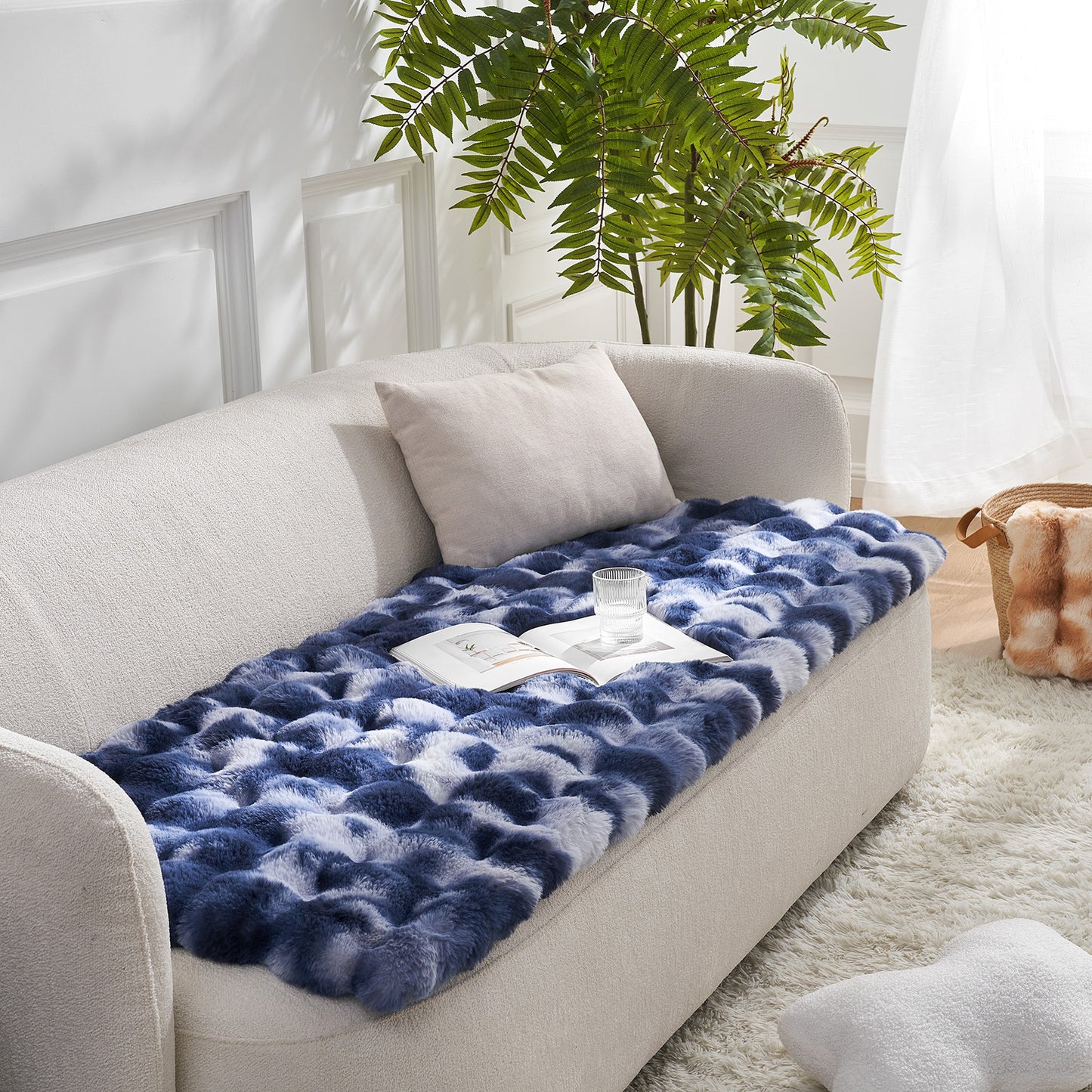 Fluffy Soft Bubble Faux Fur Couch Cover