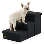 Cozy Kiss 3-Step Storage Pet Stairs with a dog climbing safely 