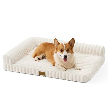 Striped Faux L-Shaped Washable Dog Bed