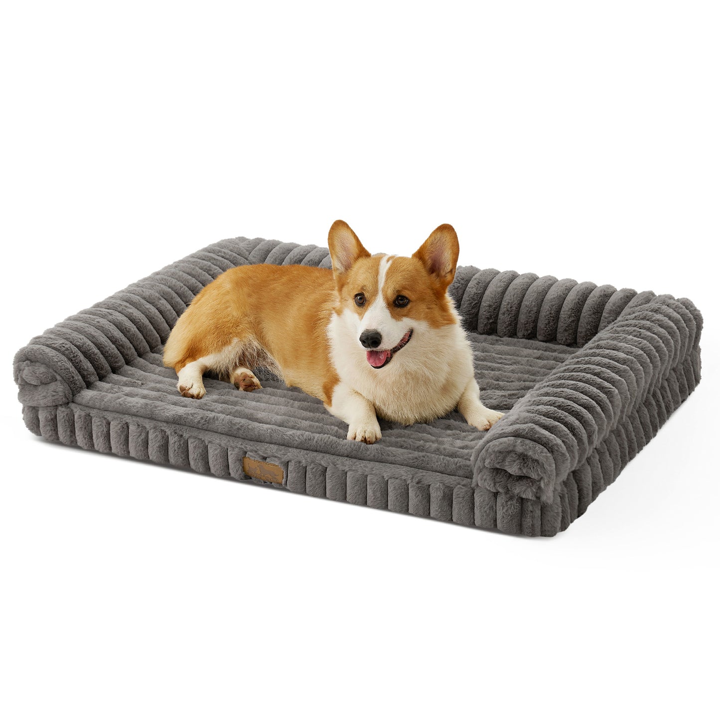Striped Faux U-Shaped Washable Dog Bed