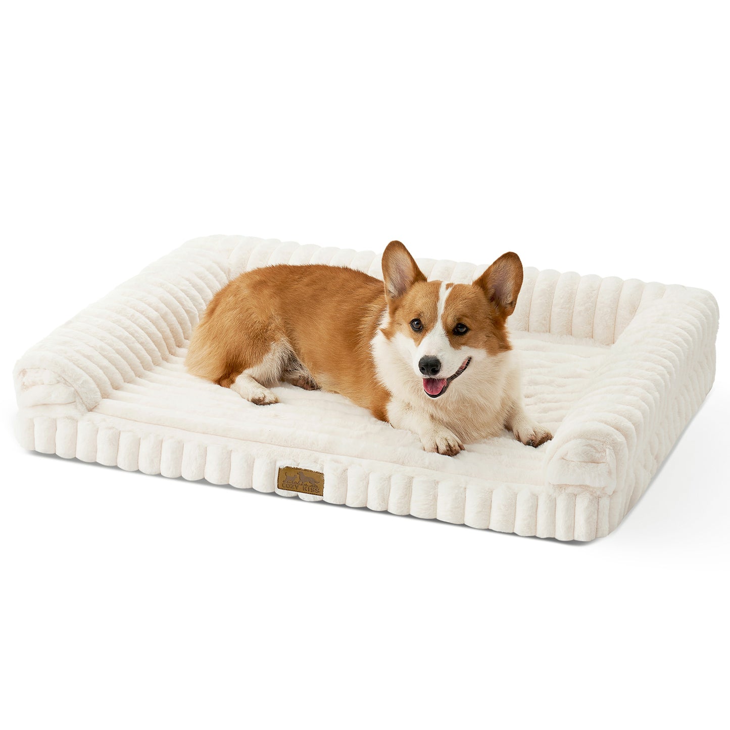 Striped Faux U-Shaped Washable Dog Bed