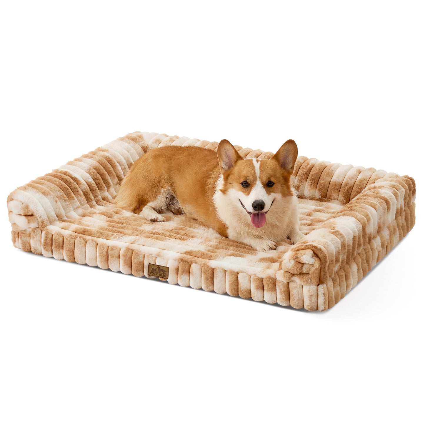 Striped Faux U-Shaped Washable Dog Bed