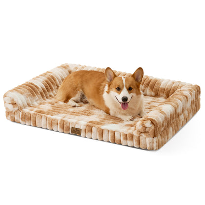 Striped Faux U-Shaped Washable Dog Bed