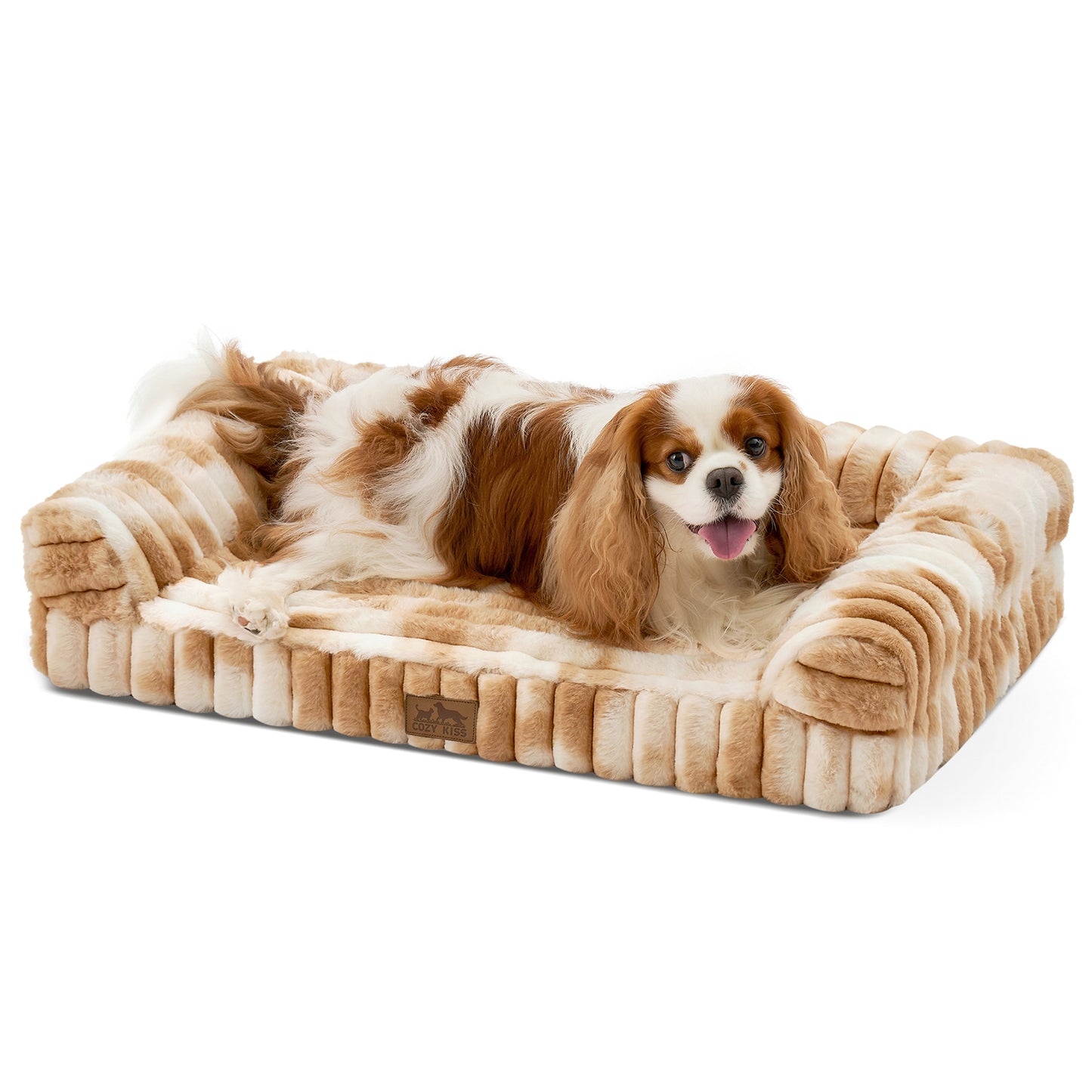 Striped Faux U-Shaped Washable Dog Bed