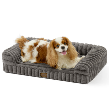Striped Faux U-Shaped Washable Dog Bed