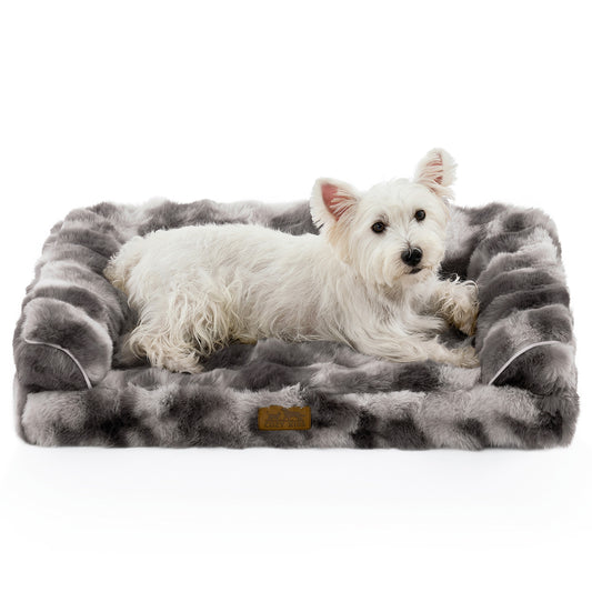 Cozy Kiss Fluffy Soft Bubble Faux Fur U-Shaped Dog Bed for dogs and cats #color_Tie-dye Grey