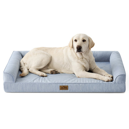 Dog lying on a blue pet bed with a white background#color_Sky Blue