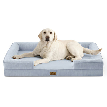 Dog lying on a blue pet bed with a white background#color_Sky Blue