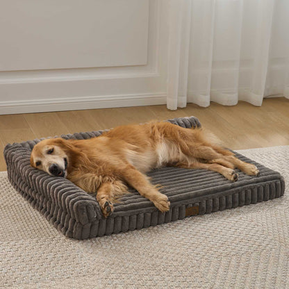 Striped Faux L-Shaped Washable Dog Bed