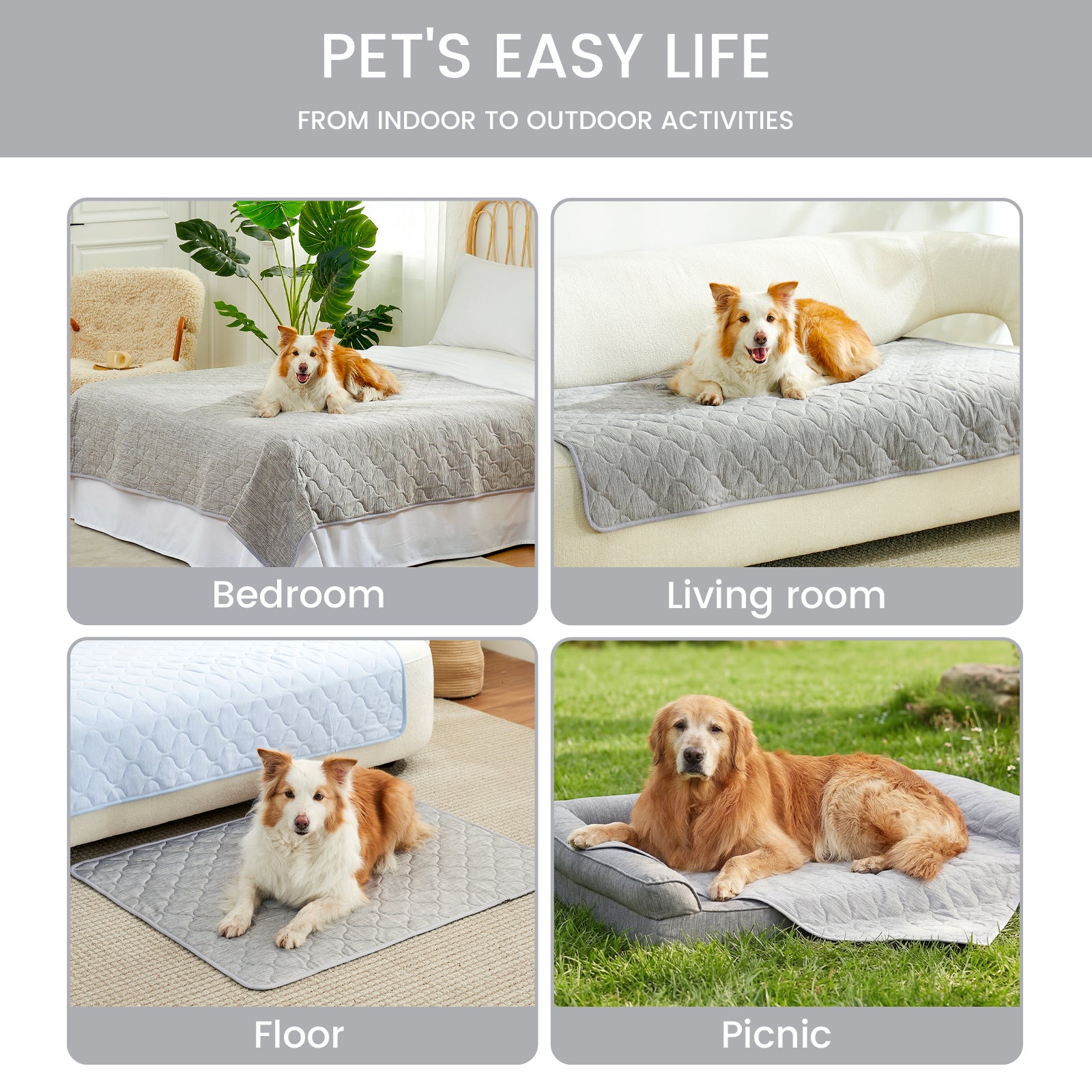 Cozy Kiss cooling blanket for dogs and cats, perfect for bedroom, living room, floor or picnic outdoor#color_Grey