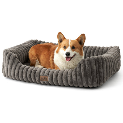 Striped Faux C-Shaped Washable Dog Bed