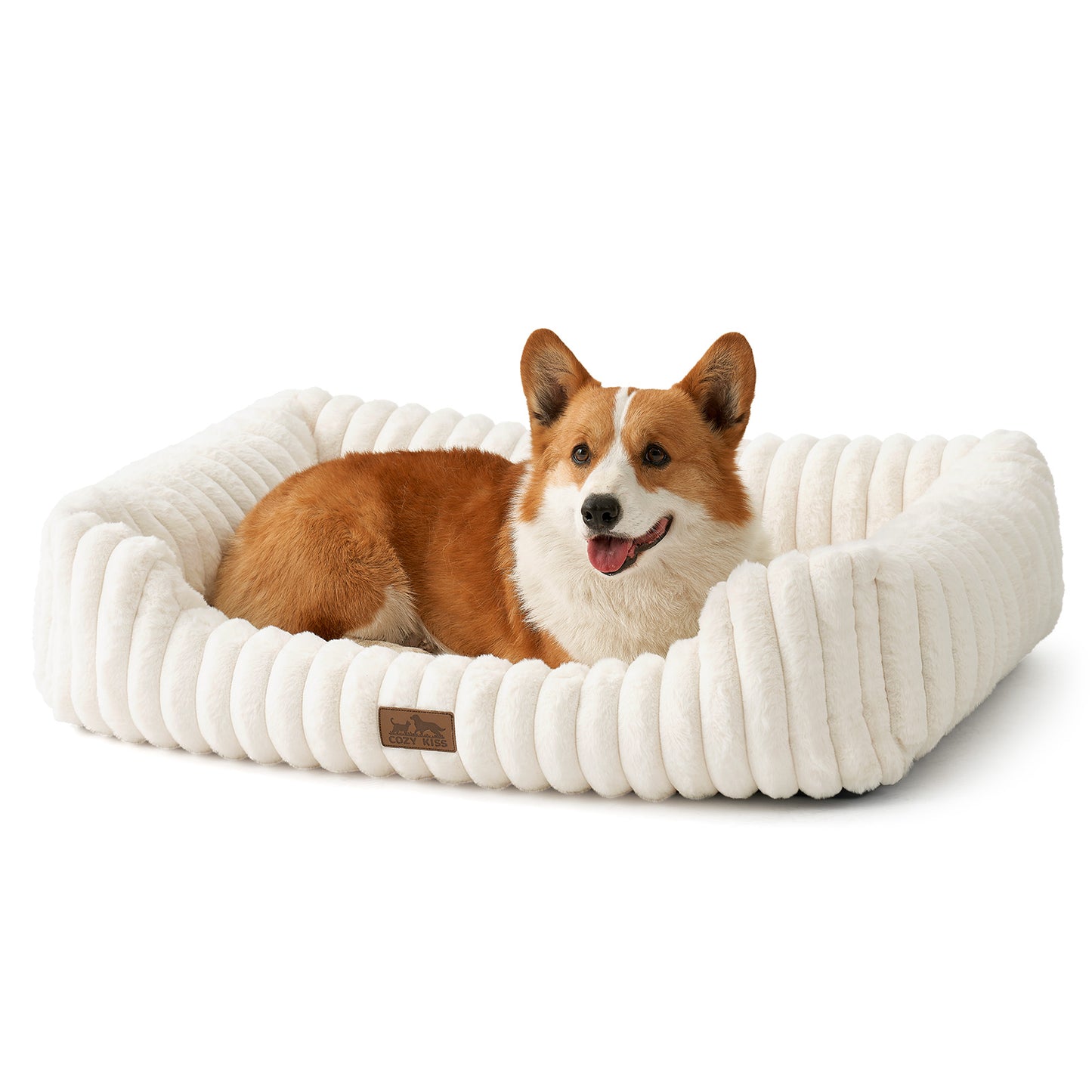 Striped Faux C-Shaped Washable Dog Bed