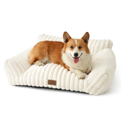Ultra Soft Plush Striped Faux Pet Sofa Bed
