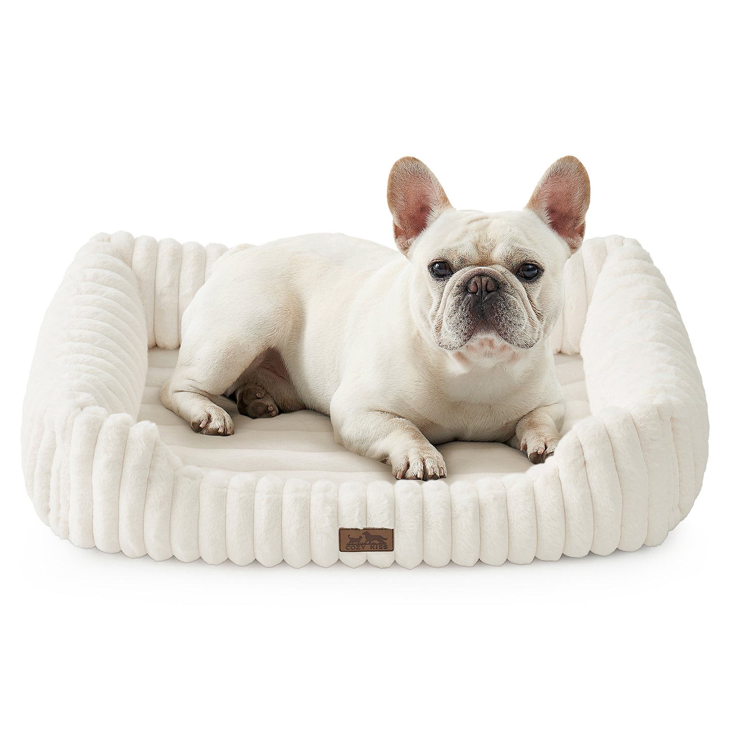 Striped Faux C-Shaped Washable Dog Bed