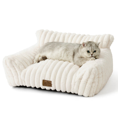 Ultra Soft Plush Striped Faux Pet Sofa Bed