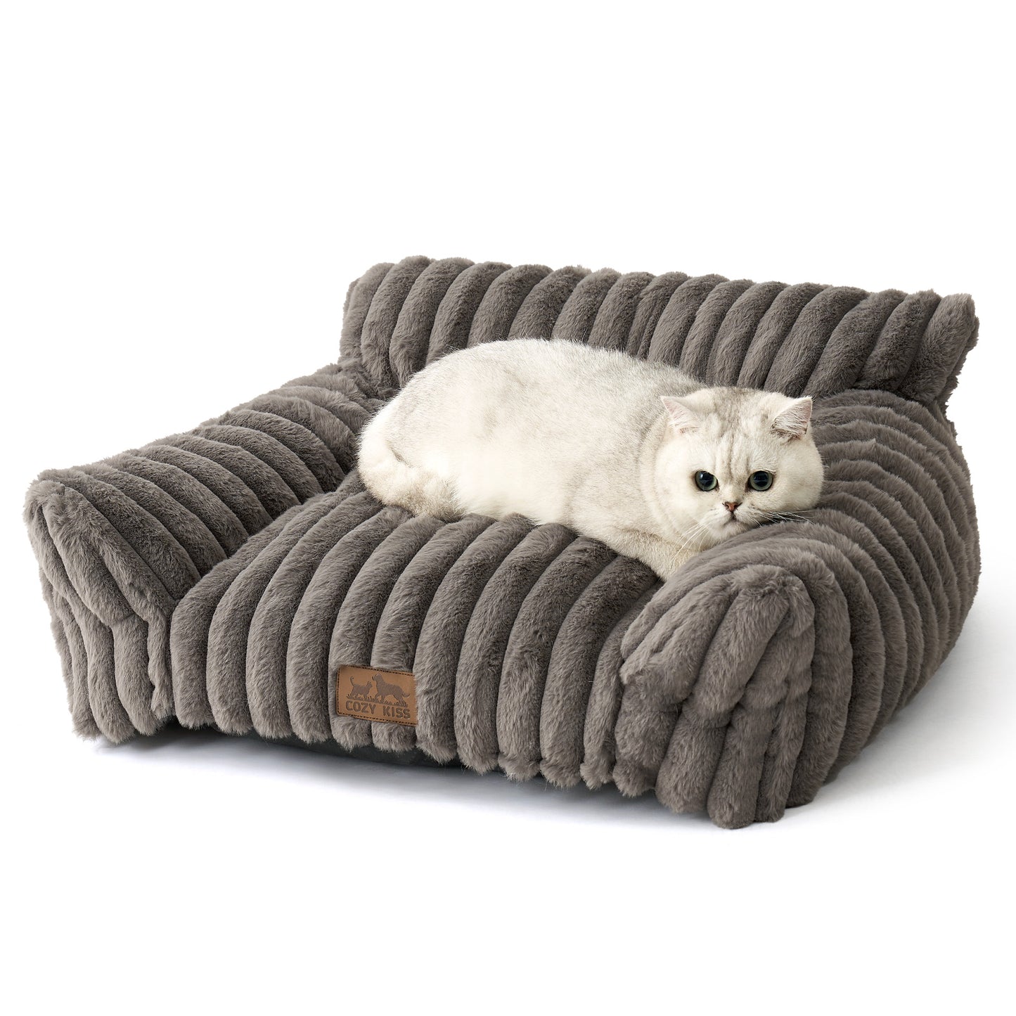 Ultra Soft Plush Striped Faux Pet Sofa Bed
