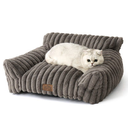 Ultra Soft Plush Striped Faux Pet Sofa Bed