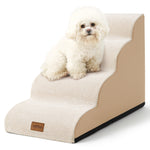 Cozy Kiss 4-Step Joint-Friendly Curved Pet Stairs with washable cover front view 