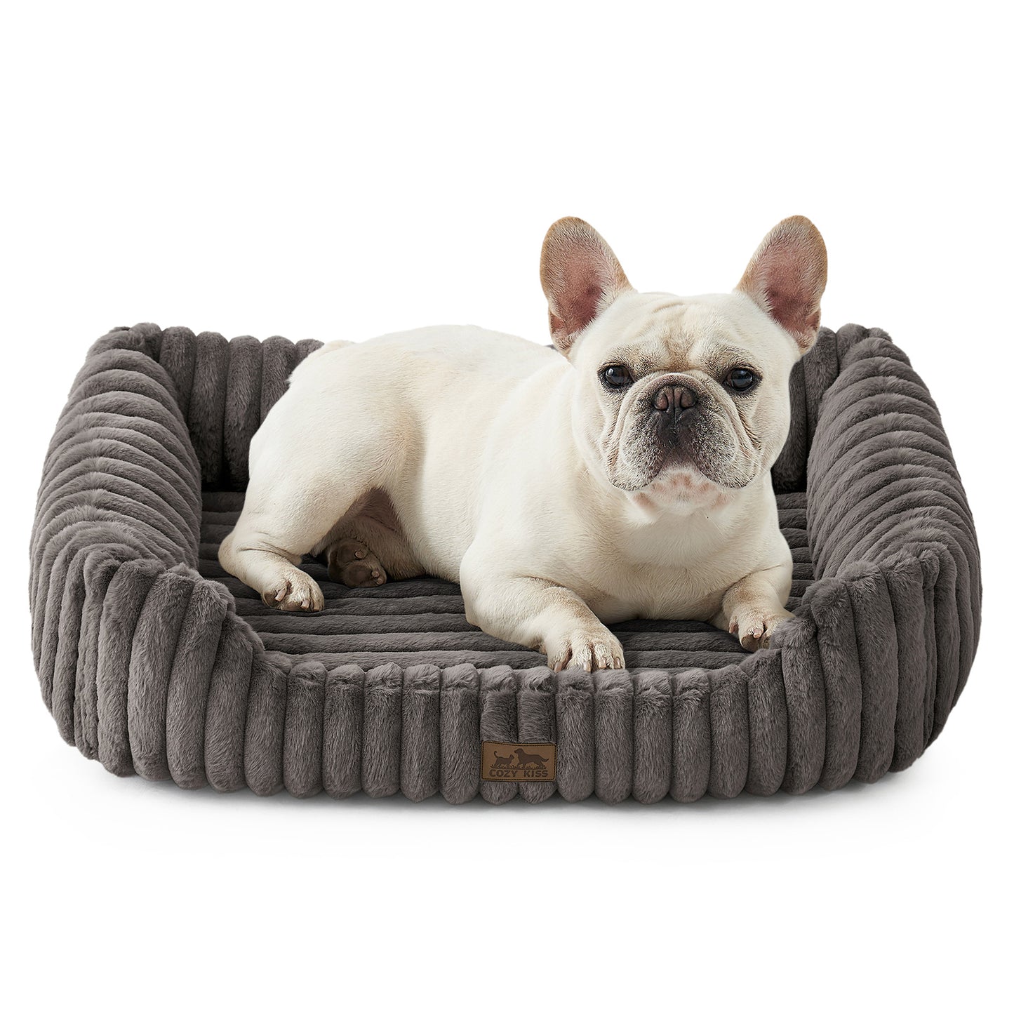 Striped Faux C-Shaped Washable Dog Bed