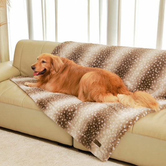 Cozy Kiss Stylish Deer Print Faux Fur Pet Blanket large pet blanket for dogs #color_Brown