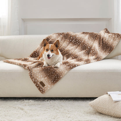 Stylish Deer Print Faux Fur Pet Blanket
