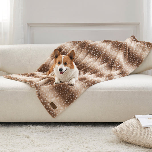 Stylish Deer Print Faux Fur Pet Blanket