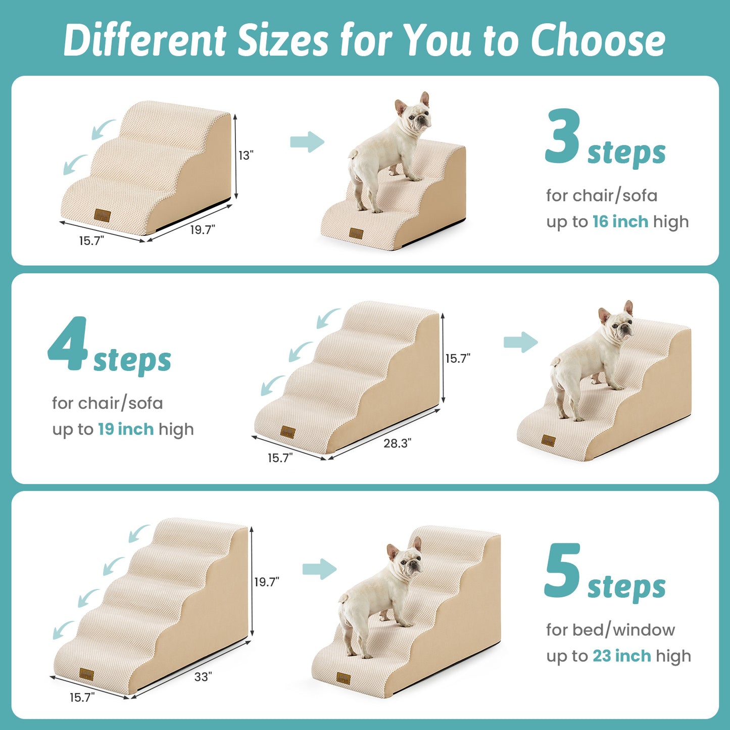 3-Step Gentle Slope Curved Pet Stairs
