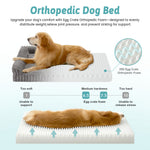 Exploded view of the Cozy Kiss Striped Faux L-Shaped Washable Dog Bed, illustrating the egg crate foam construction. 