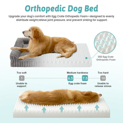 Striped Faux L-Shaped Washable Dog Bed
