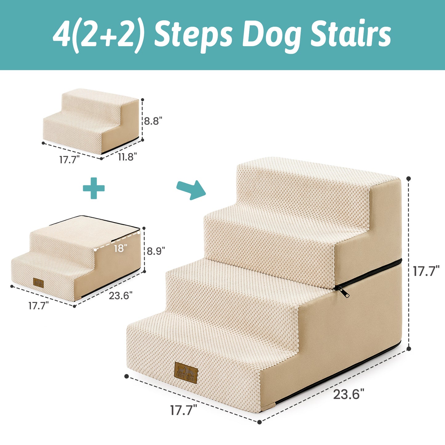 4-Step Foldable Right-Angle Pet Stairs