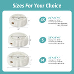 Cozy Kiss 2-in-1 Striped Faux Fur Pet Bed with Removable Mat in cream different size view 