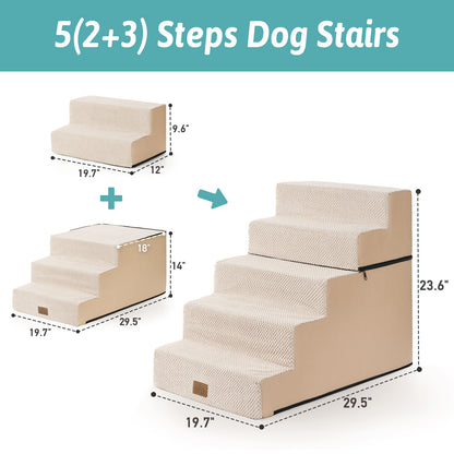 5-Step Extra Wide Foldable Right-Angle Pet Stairs