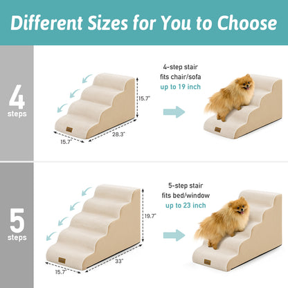 4-Step Gentle Slope Curved Pet Stairs