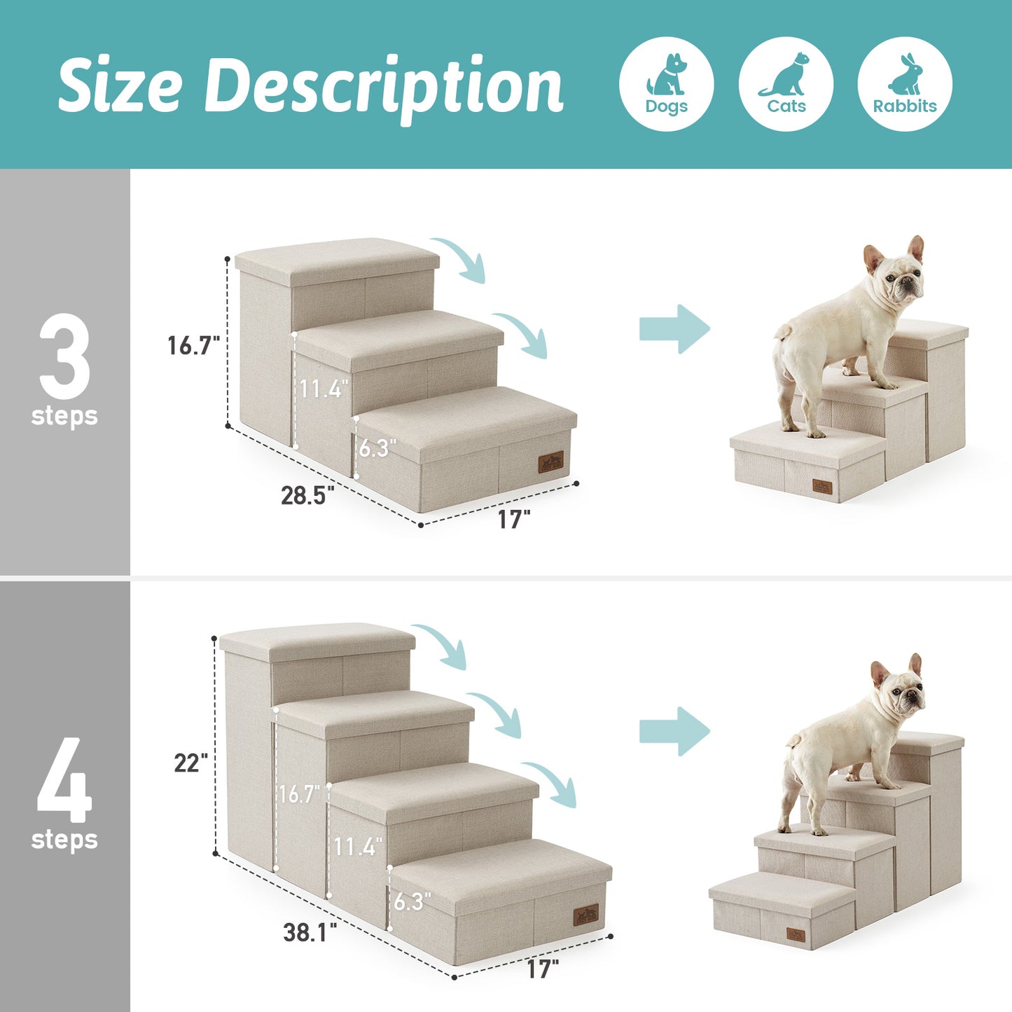 3-Step Space-Saving Storage Pet Stairs