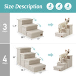 3-step and 4-step Cozy Kiss storage pet stairs size comparison chart 