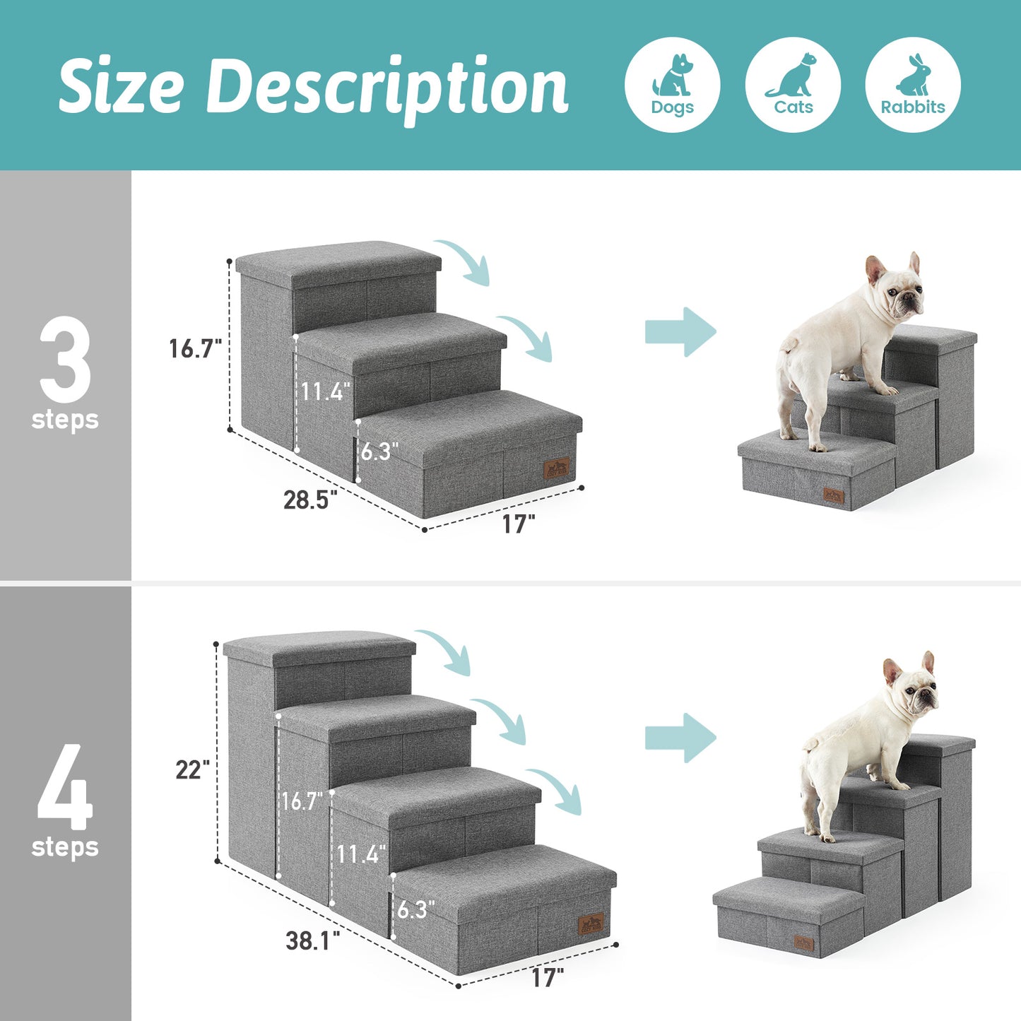 4-Step Space-Saving Storage Pet Stairs