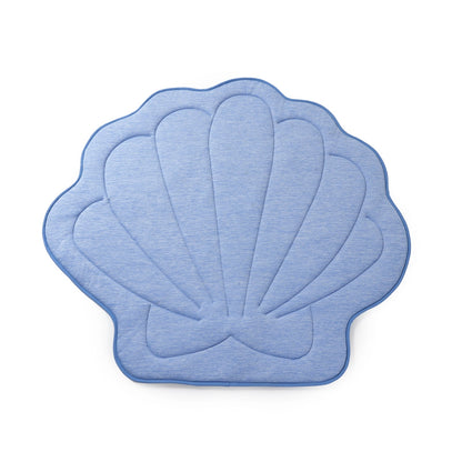 Blue shell-shaped bath mat on a white background#color_Blue