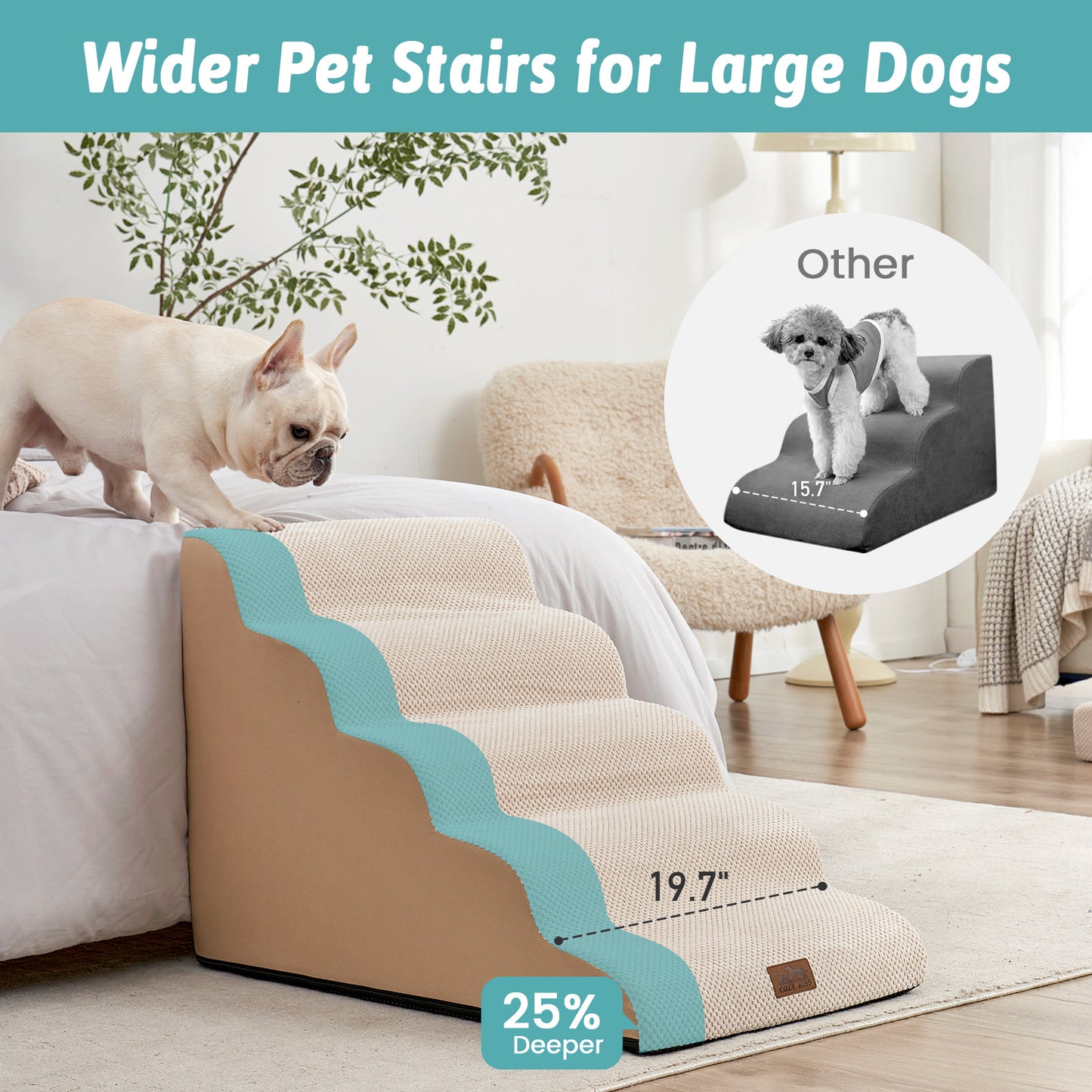 4-Step Extra Wide Curved Pet Stairs