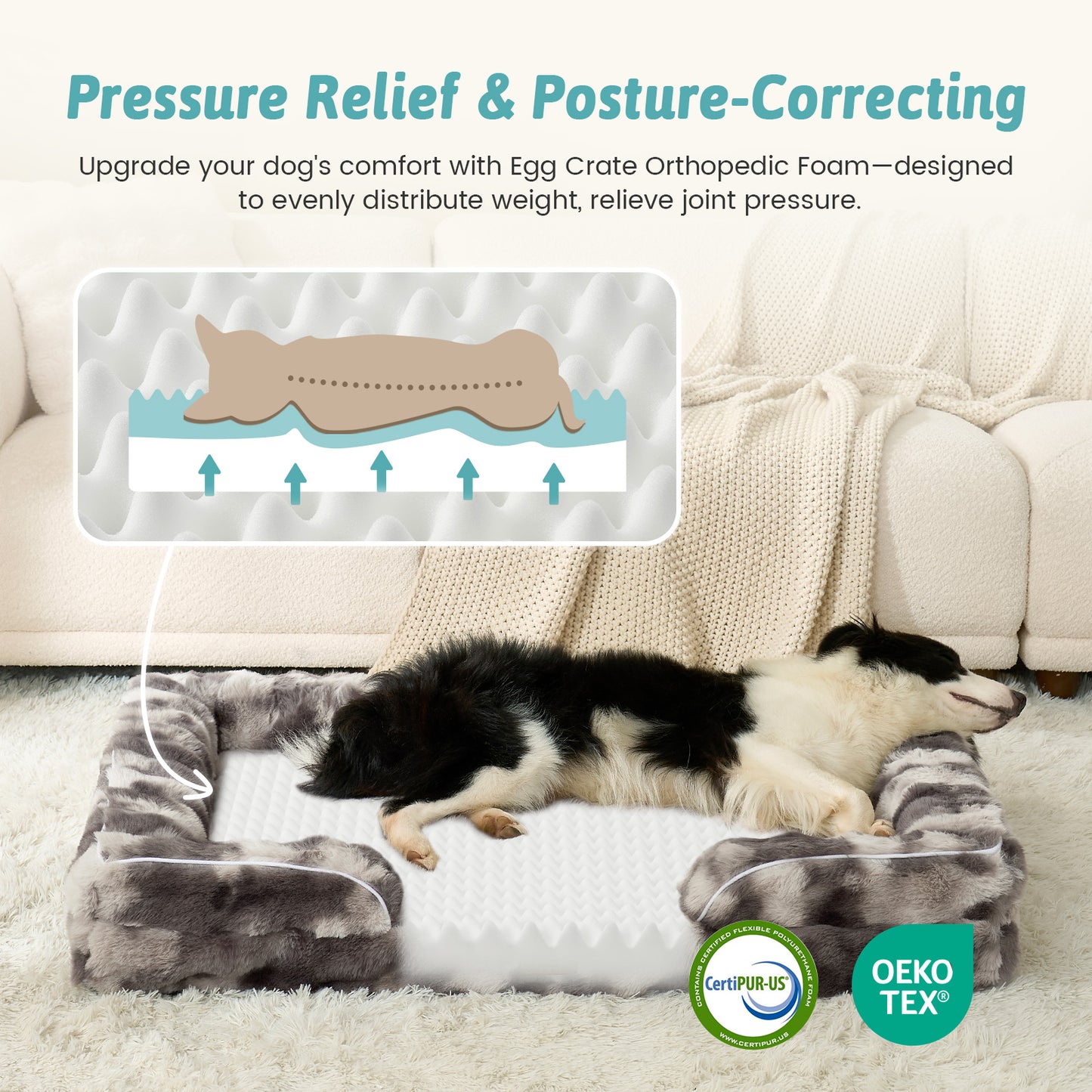 Fluffy Soft Bubble Faux Fur C-Shaped Dog Bed