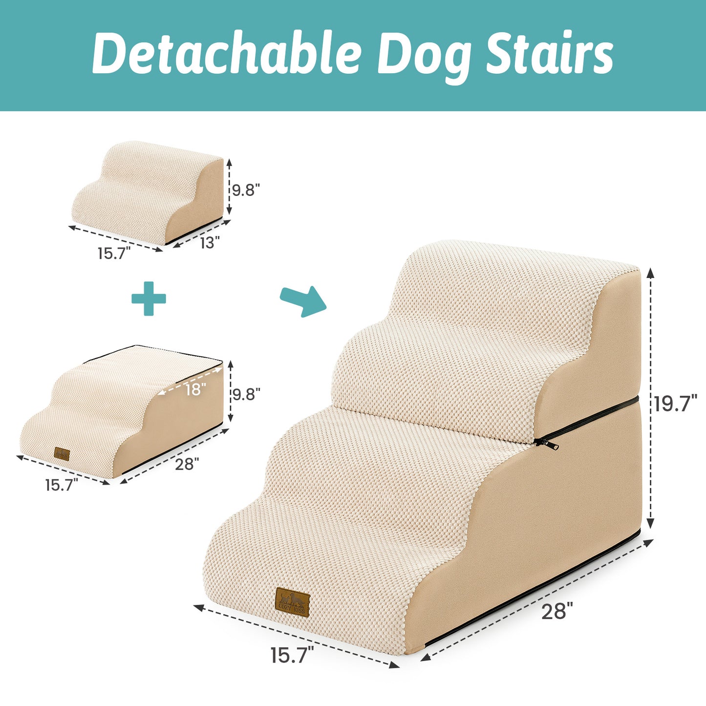 4-Step Foldable Curved Pet Stairs