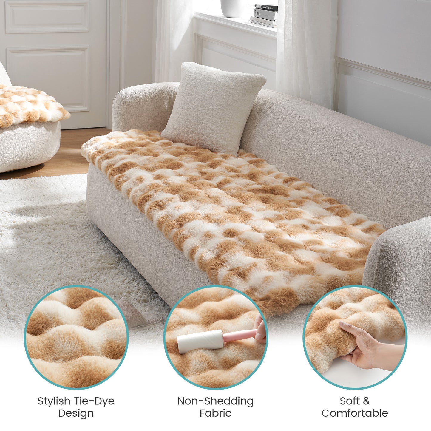 Fluffy Soft Bubble Faux Fur Couch Cover