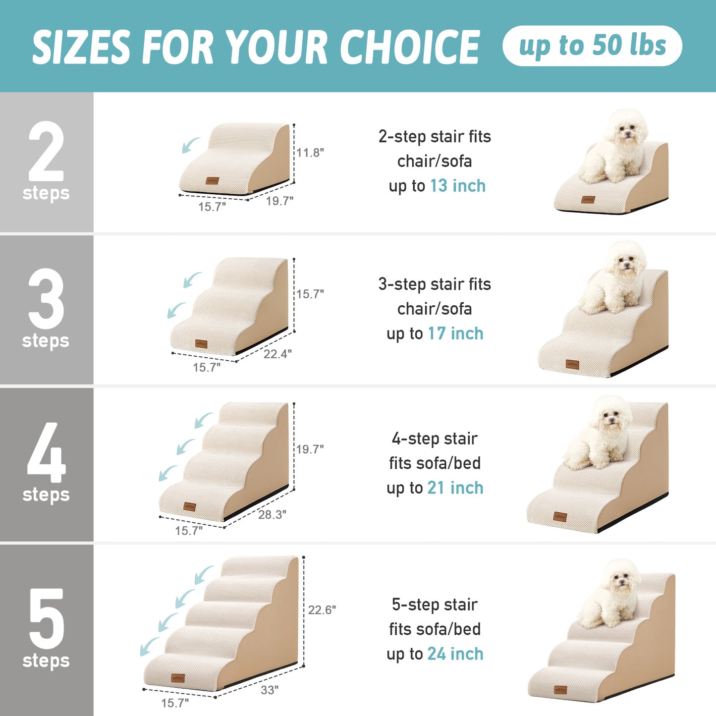 4-Step Joint-Fridendly Curved Pet Stairs