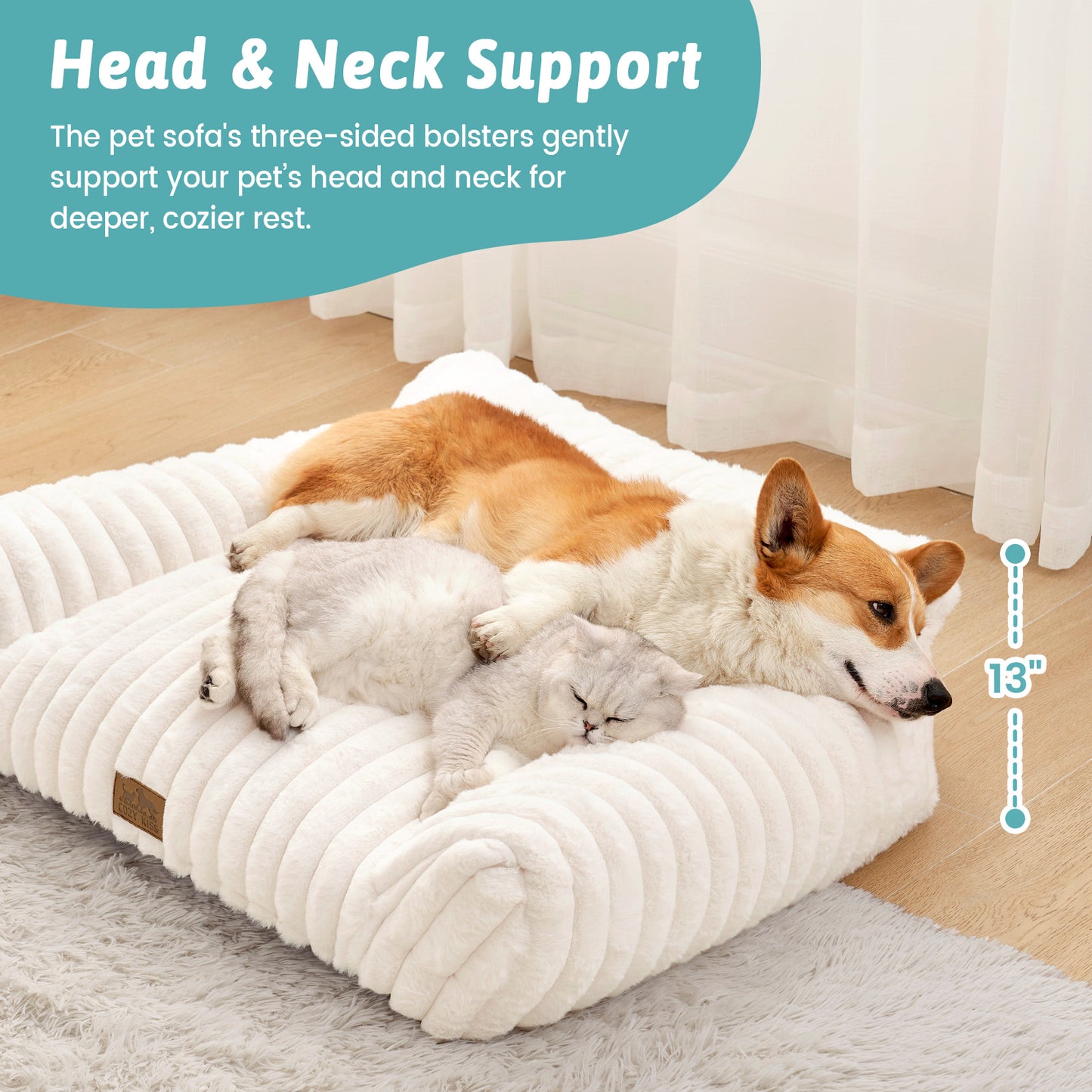 Ultra Soft Plush Striped Faux Pet Sofa Bed