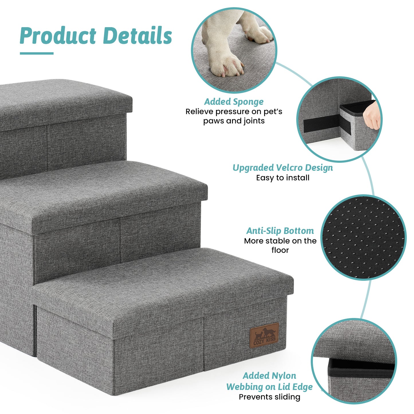 4-Step Space-Saving Storage Pet Stairs