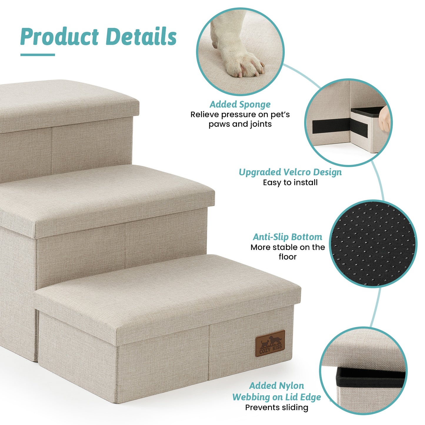 3-Step Space-Saving Storage Pet Stairs