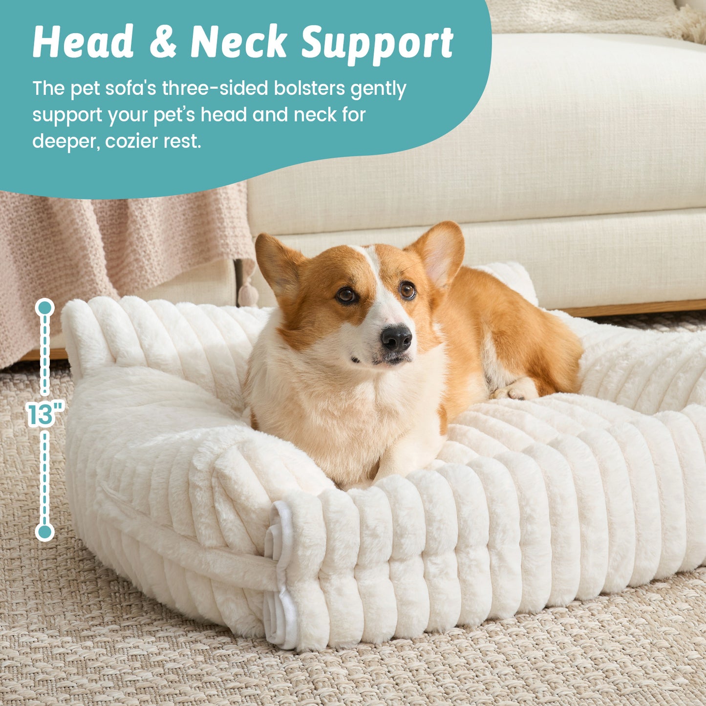 Multi-Functional Striped Faux Pet Sofa Bed With Blanket
